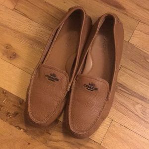 Brown leather Coach loafers, barely worn
